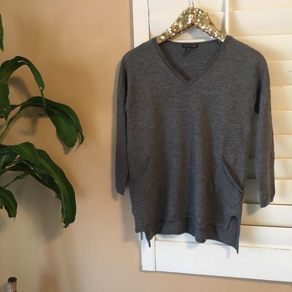 Eileen Fisher Italian YarnGray Blouse Sweater